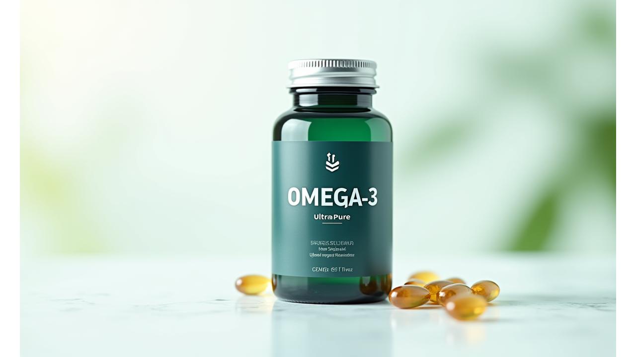 Flacon de Omega-3 pur pentru articulații sănătoase, exemplar de best-seller VitaVie Solutions.