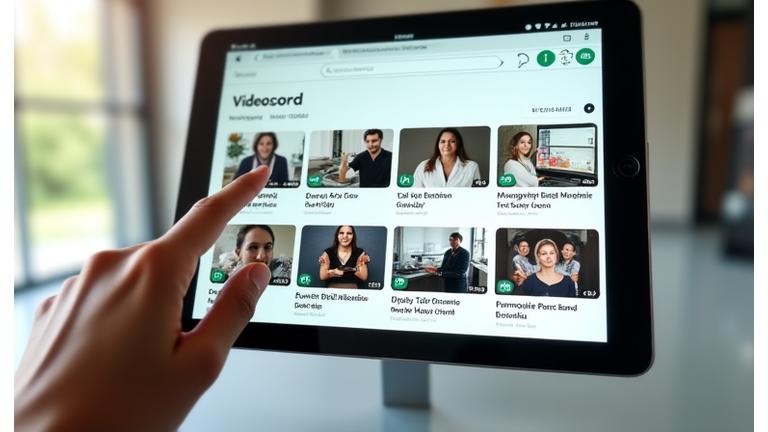 O interfață digitală care prezintă o bibliotecă de videoclipuri, cu miniaturi ordonate pe categorii, indicând conținut educational despre sănătatea spatelui.